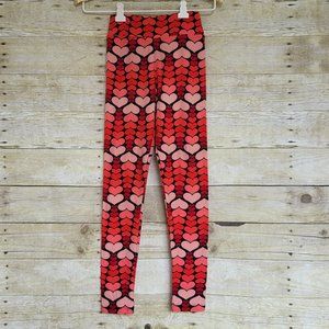 NWT LuLaRoe Tween Leggings - Pink/Red Ombre Hearts on Black